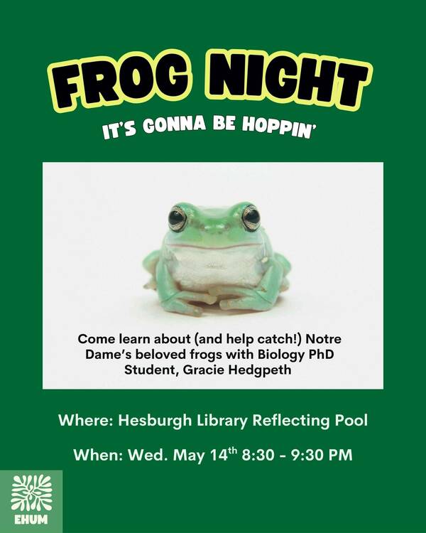 Frog Night: It's gonna be hoppin. EHUM frog event poster.